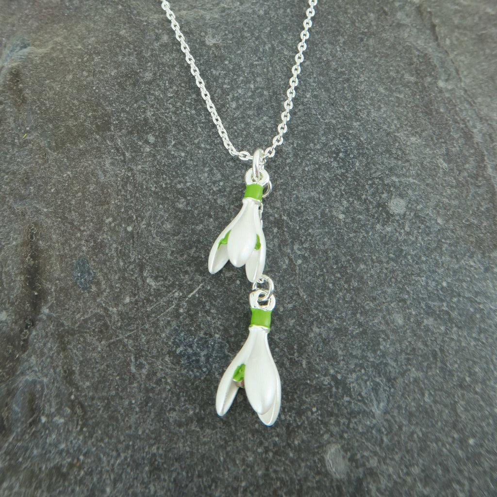 Snowdrop White Flower Pendant Necklace