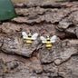 Hand-enamelled silver-plated bee stud earrings