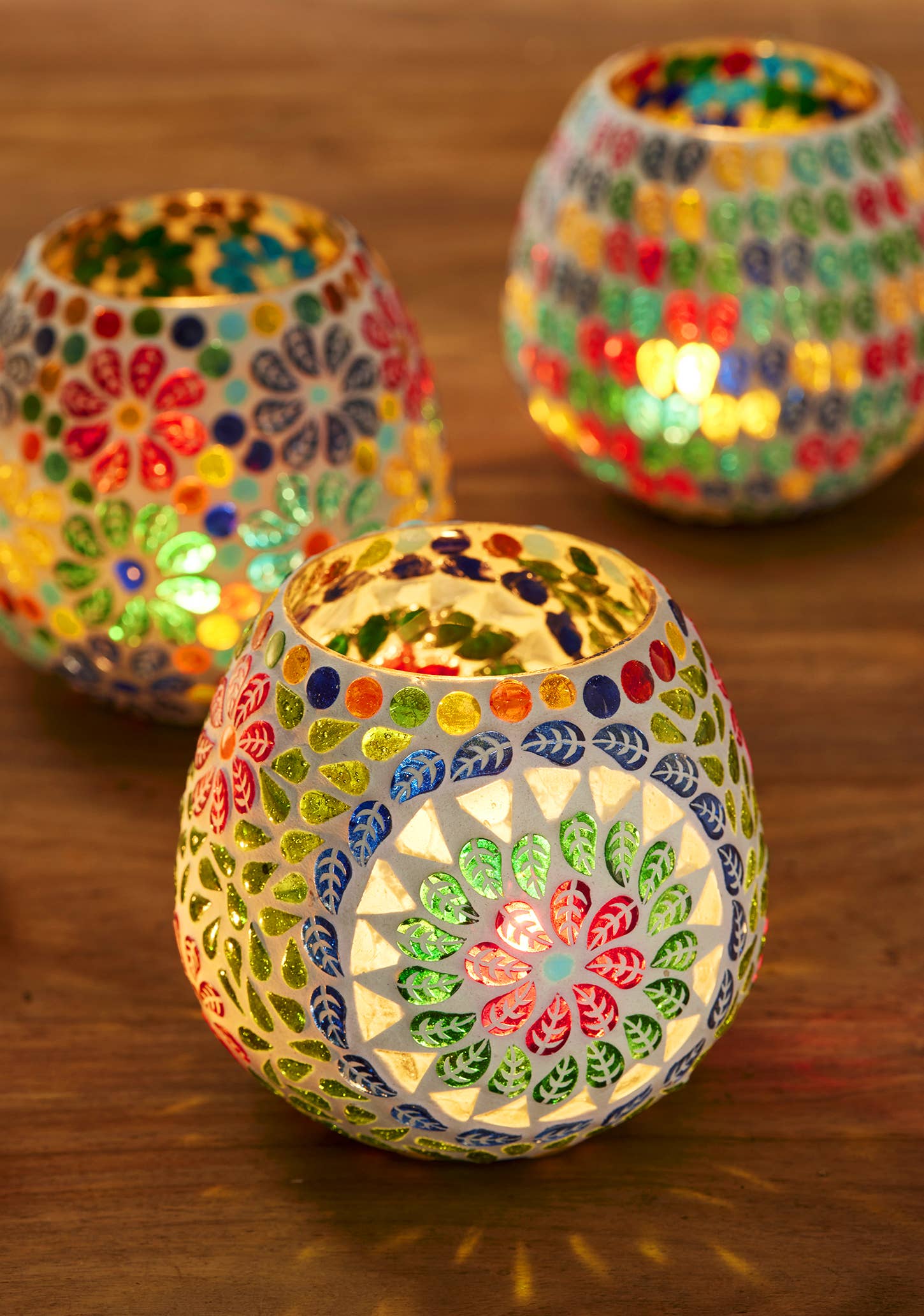 Keya Multi Colour Recycled Glass Tealight Holder