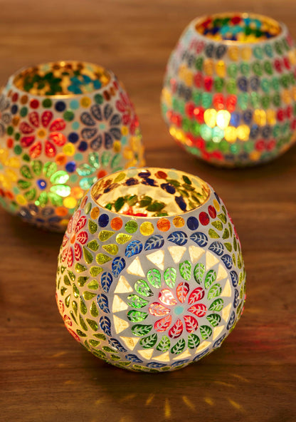 Keya Multi Colour Recycled Glass Tealight Holder