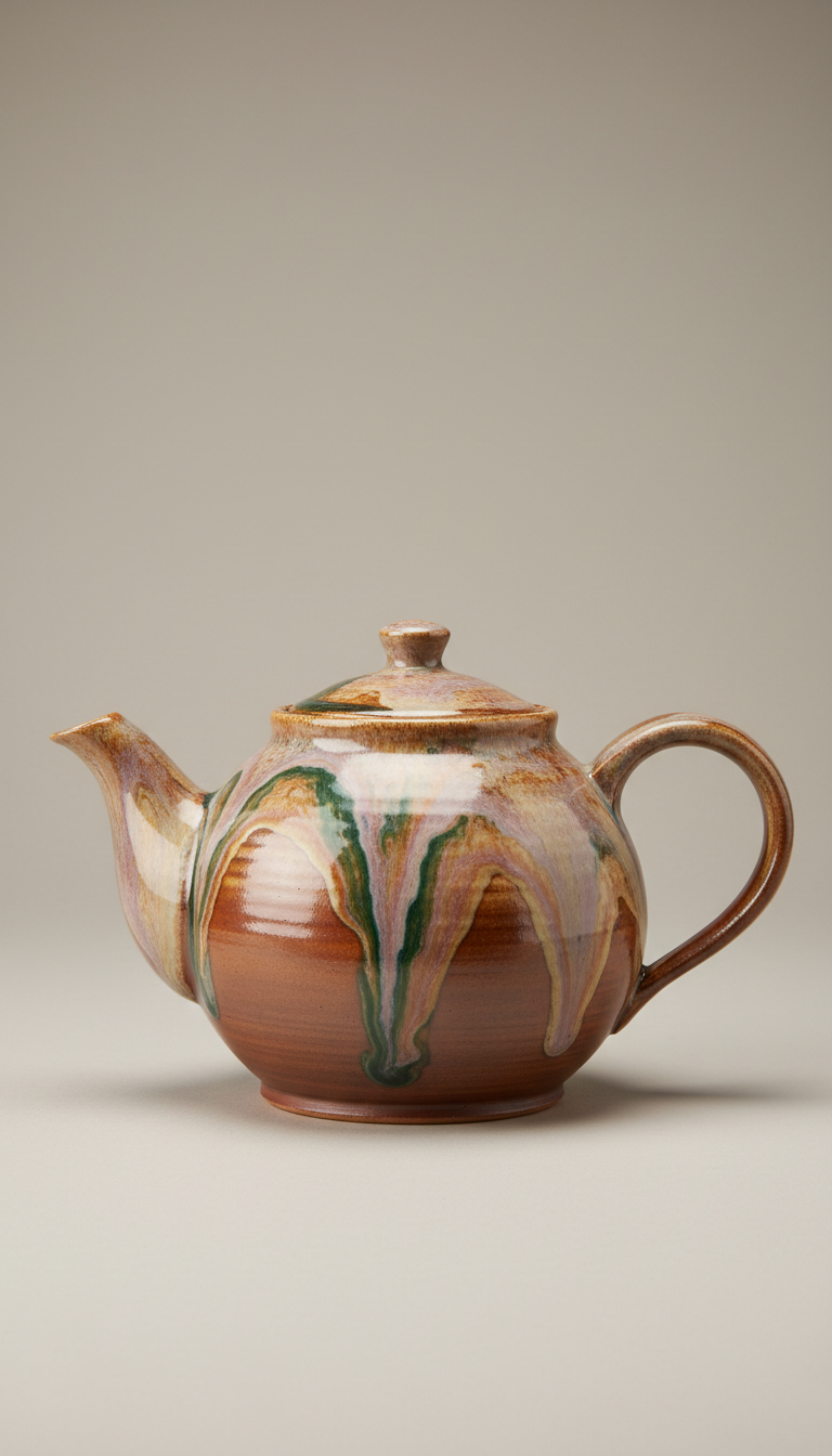 Hand-Glazed Ceramic Teapot