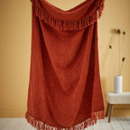 Chenille Throw by Appletree Loft in Terracotta 130 x 180cm