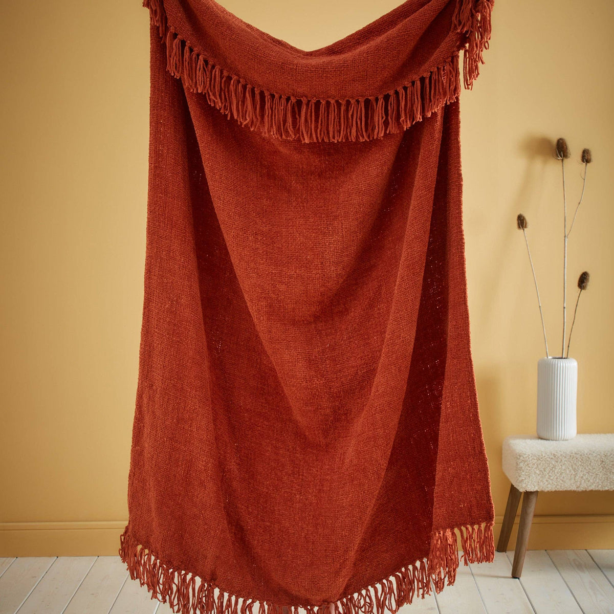 Chenille Throw by Appletree Loft in Terracotta 130 x 180cm