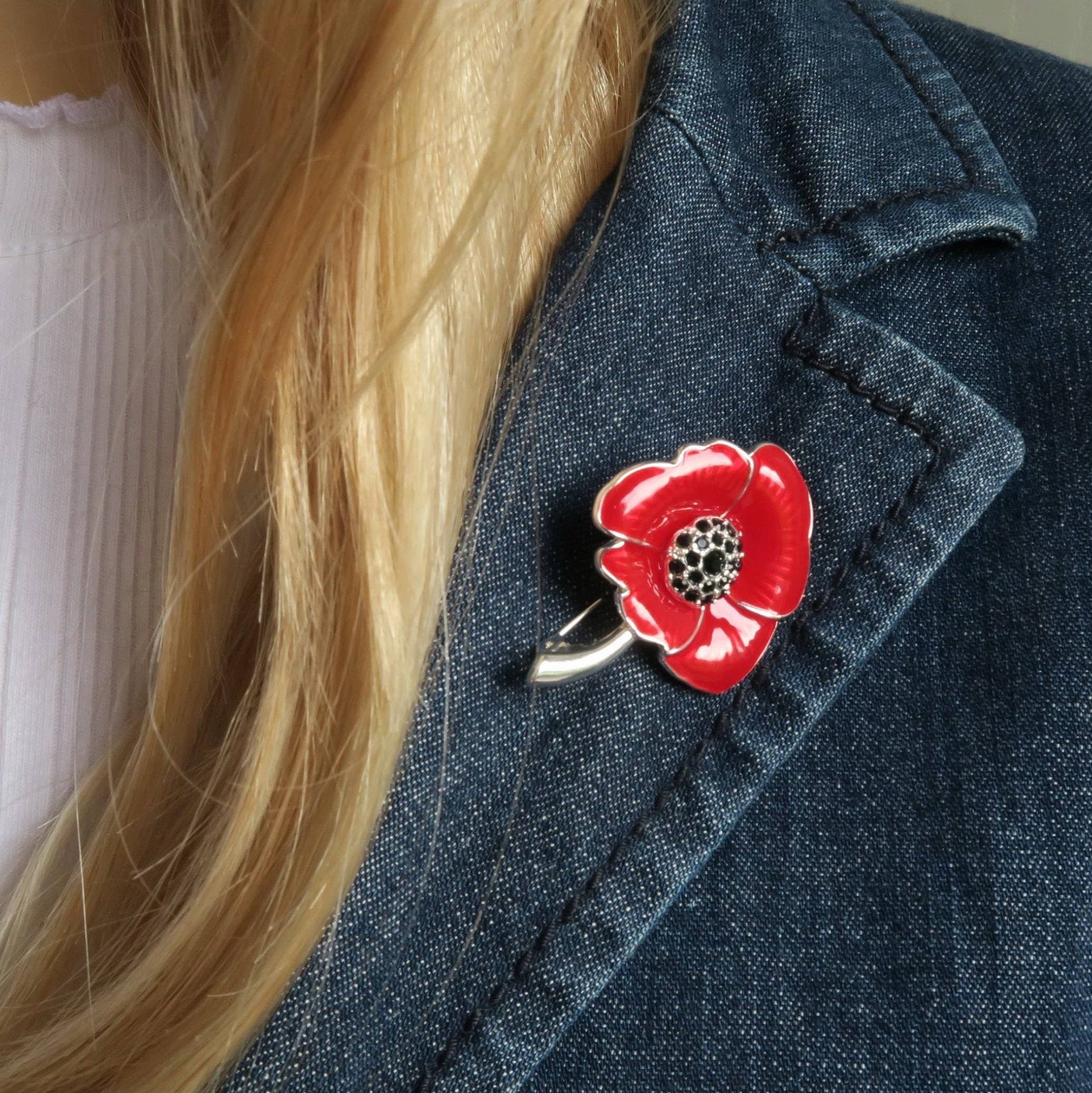 Poppy Red Flower Brooch