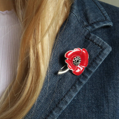 Poppy Red Flower Brooch