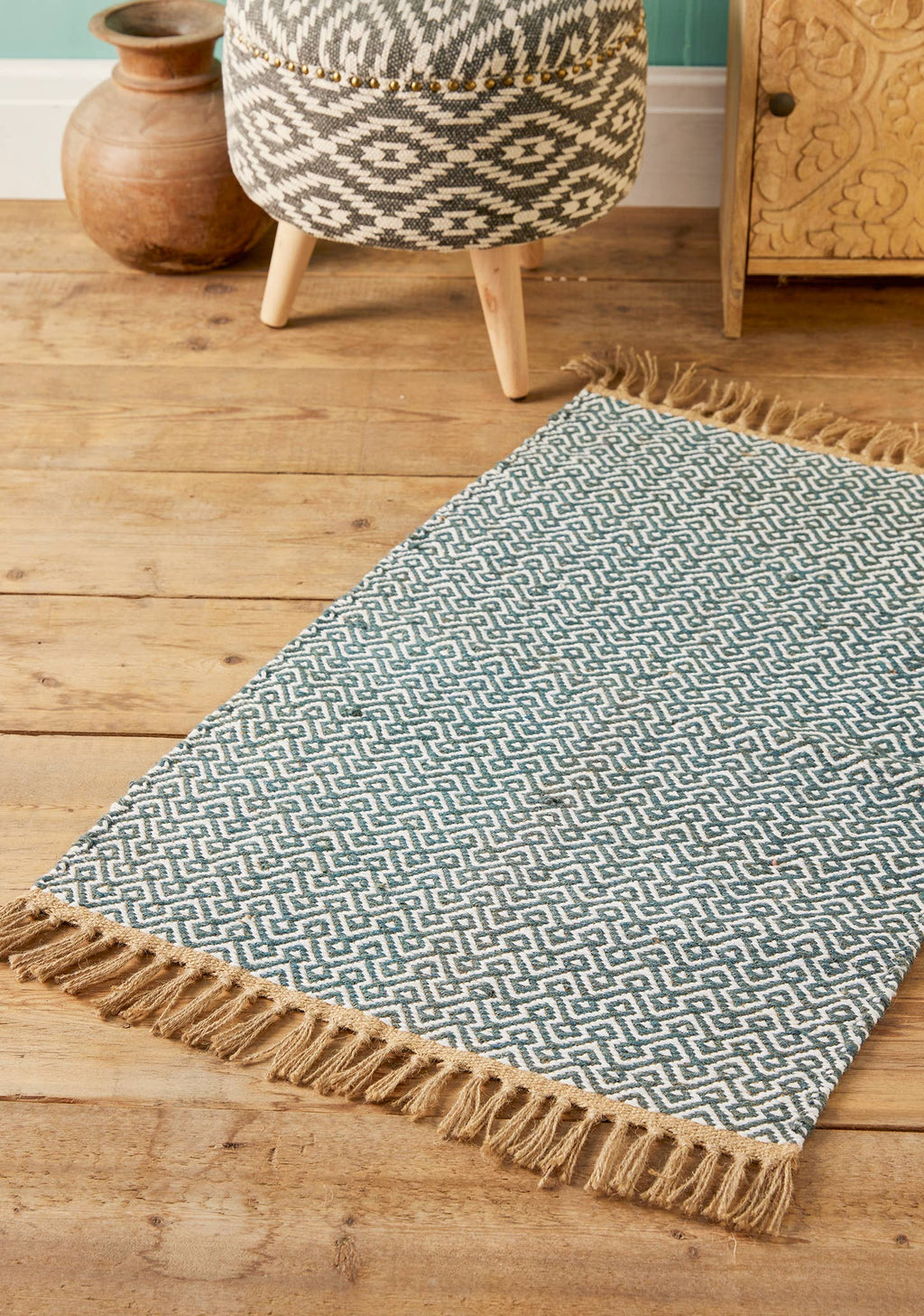 Handwoven Jute & Recycled Cotton Rug