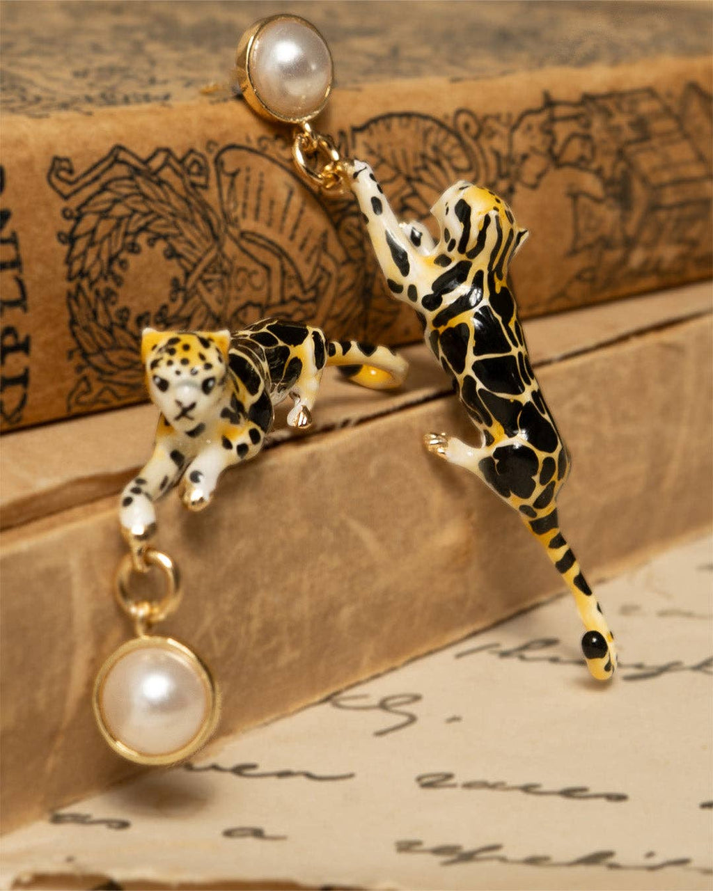 Clouded Leopard Drop Earrings