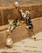 Clouded Leopard Drop Earrings