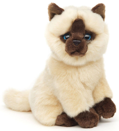 Beige-brown Siamese cat sitting - cuddly/plush toy