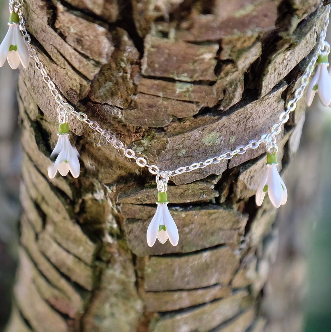 Snowdrop Charm Bracelet, Silver Plated