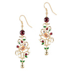 Partridge and Pear Lattice Drop Earrings