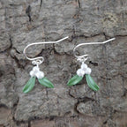 Mistletoe Christmas Drop Earrings, Silver Plated