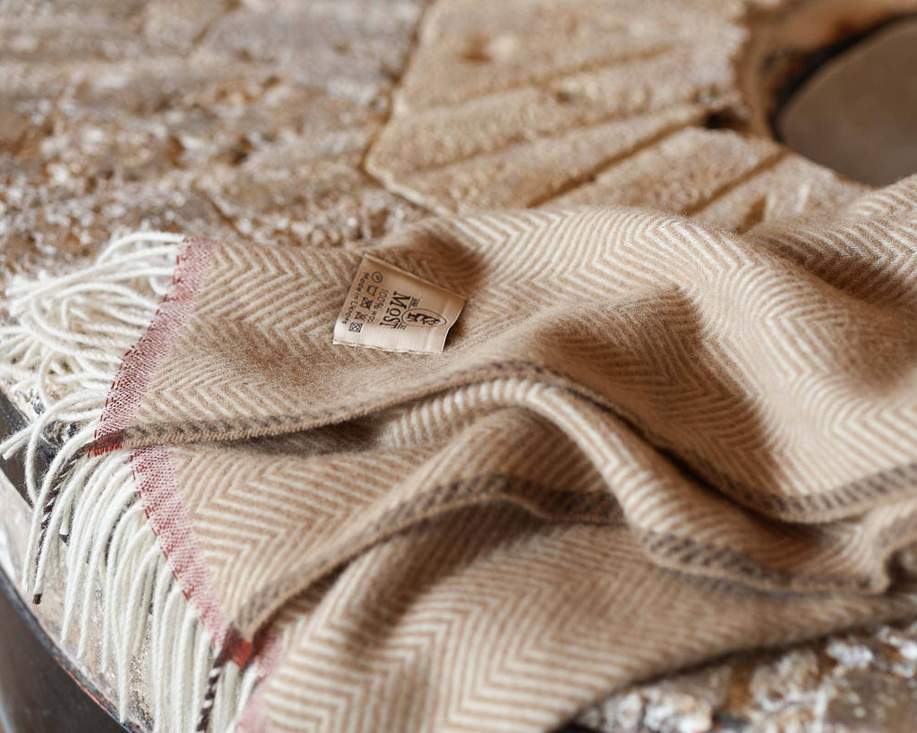 Wool throw blanket Denver Crema