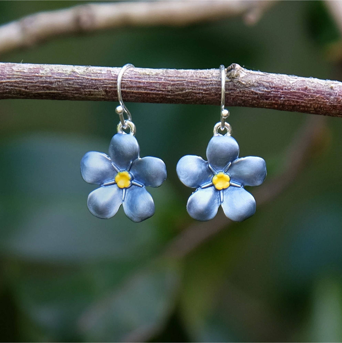 Forget-me-not Drop Flower Earrings, Silver Plated