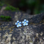 Mini Forget Me Not Flower Stud Earrings, 14k Gold Plated