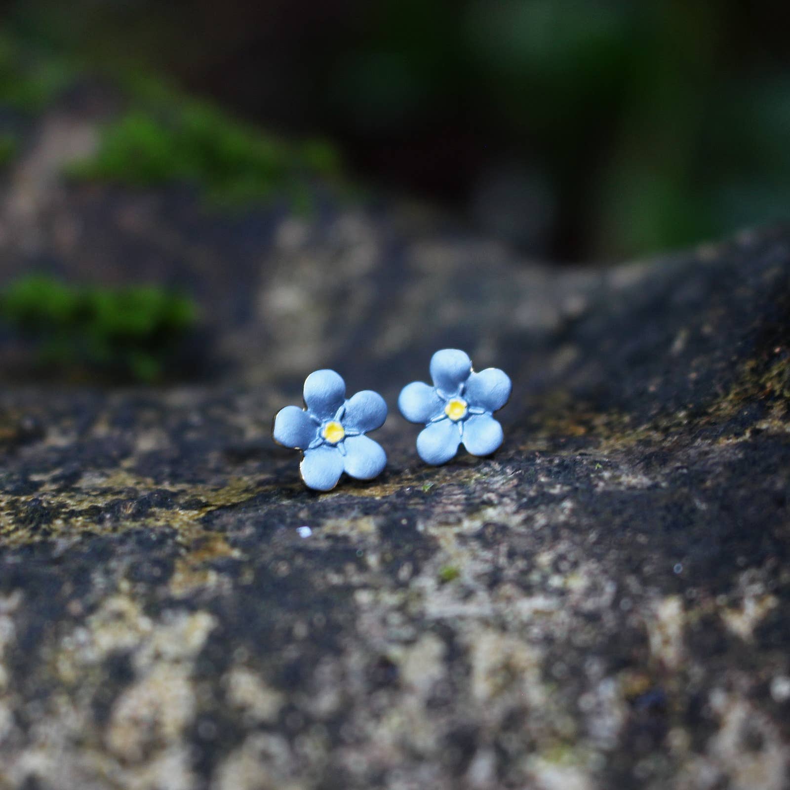 Mini Forget Me Not Flower Stud Earrings, 14k Gold Plated