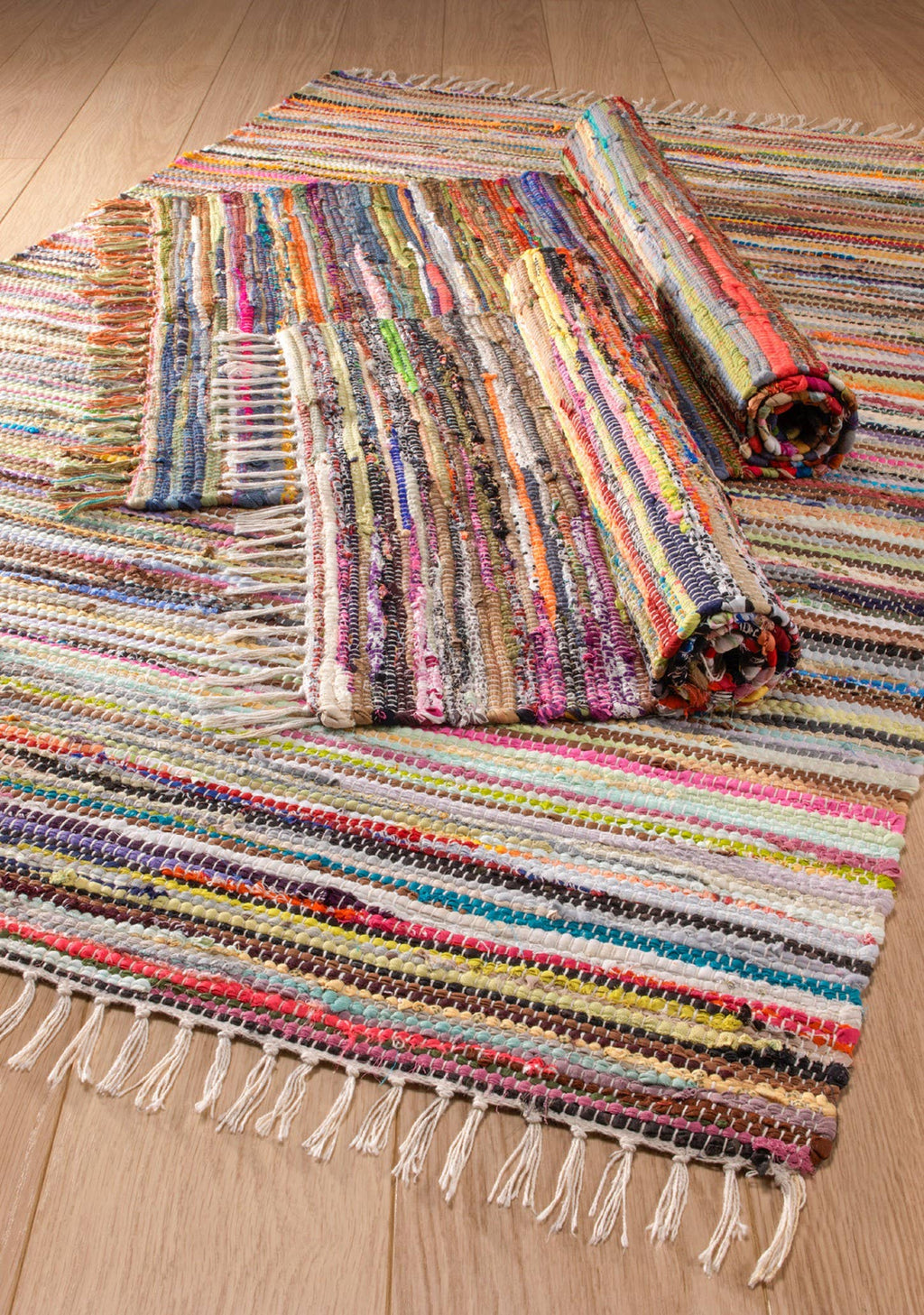 Multi Colour Recycled Cotton Rag Rug 60 X 90cm