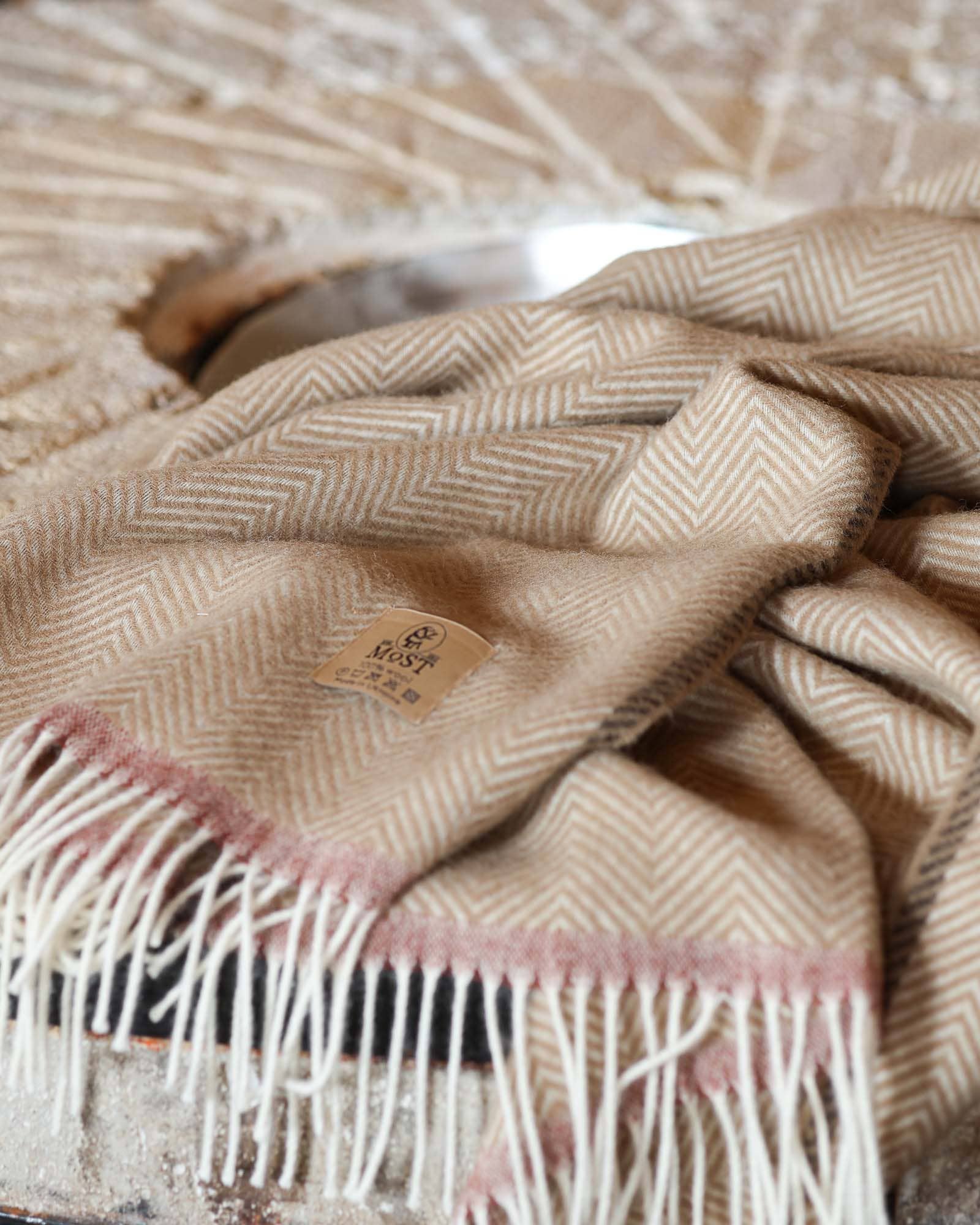 Wool throw blanket Denver Crema