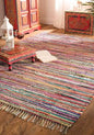 Handmade Multi Colour Cotton Rag Rug, Boho Kitchen Mat, Colourful Home Textile